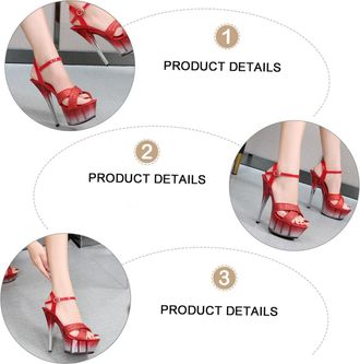 Supvox Super High Heels Red Suede Pole Dancing Shoes with Anti-Skid Crystal Sole, Waterproof Ladies Heeled Sandals for Performance and Party Uk Size 41