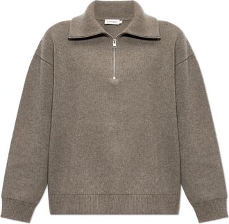 Frame Denim Retro Polo Sweater - Heren - V-hals truien - Bruin - XL - Wol - Truien & Vesten