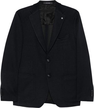 Tagliatore Dark Blue Notched Lapel Blazer