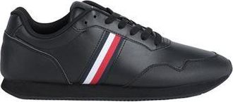 Tommy Hilfiger Core Lo Runner Trainers for Women in Black Leather with Coated Fabric