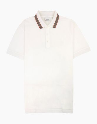 Burberry Mens Burberry Icon Stripe Collar Polo White - Size: 38