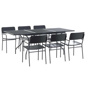 vidaXL Conjunto De Comedor De Jard&iacute;n 7 Pcs Gris Antracita Acero Vidaxl