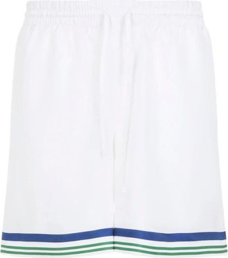 Casablanca Korte Broeken, Heren, Wit, L, Polyester, Silk Twill Shorts