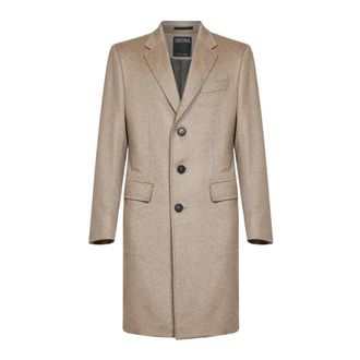 Ermenegildo Zegna Jassen - Heren - Mantel - Beige - L - Kasjmier - Jassen