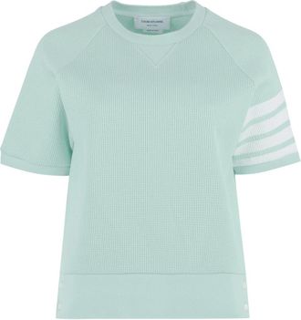 Thom Browne Gestreept katoenen T-shirt met geribbelde randen - Dames - T-shirts - Groen - XS - Katoen - Tops