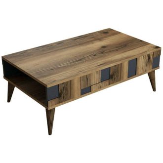 Dmora Mesa De Caf&eacute; Dminut, Mesa De Centro Baja, Revistero Para Sof&aacute;, Estante De La Sala De Estar, 105x60h38 Cm, Nogal Y Antracita - Dmora