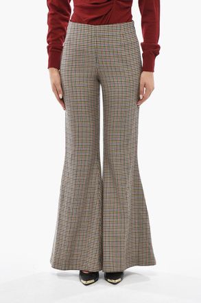 Stella McCartney Pantaloni Svasati MONA in Lana a Fantasia Pied-de-Poule Stella McCartney