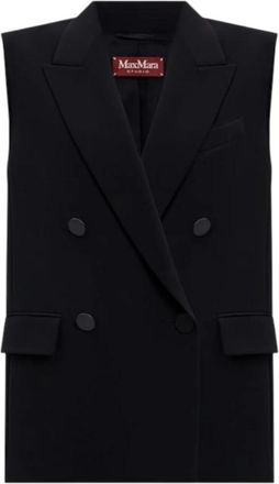 Max Mara Dubbellaags Vest Distinguiti met Stijl - Dames - Gillet - Zwart - XS - Leer - Kostuums