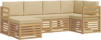 vidaXL Conjunto De Sof&aacute;s De Exterior 6 Uds. Y Beige Poli&eacute;ster Vidaxl