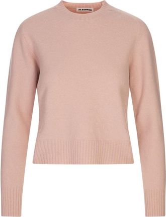 Jil Sander Roze Merino Wol Crew Neck Sweater - Dames - Ronde hals truien - Roze - XS - Wol - Truien & Vesten