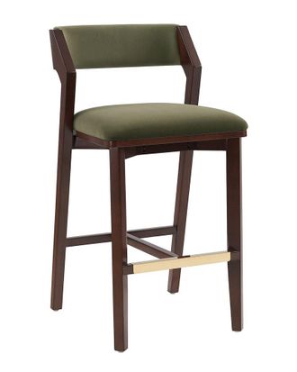 Manhattan Comfort Patricia Velvet Barstool With Beech Wood Legs