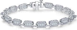 Lafonn Simulated Diamond Baguette Link Bracelet in White at Nordstrom Rack, Size 7.25