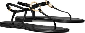 Tory Burch Ring Thong Sandal in Perfect Black /Gold at Nordstrom, Size 7.5