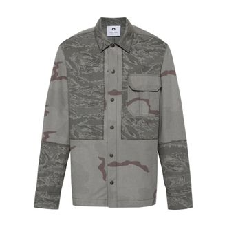 Marine Serre Overshirt met camouflageprint - Heren - Zomerjassen - Grijs - L - Katoen - Jassen