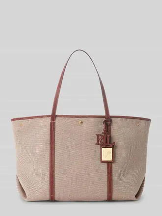 Lauren Ralph Lauren Shopper mit Lederbesatz und Label-Anh&auml;nger in Sand, Gr&ouml;&szlig;e 1