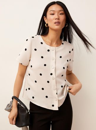 Vero Moda Womens Polka-dotted short-sleeve crew-neck blouse