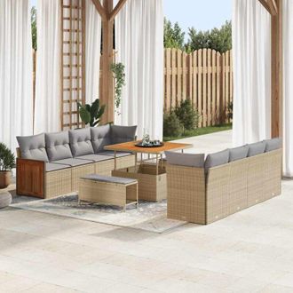 vidaXL Conjunto De Sof&aacute; De Jard&iacute;n 11 Pcs Beige 100 X 100 X 71 Cm Vidaxl