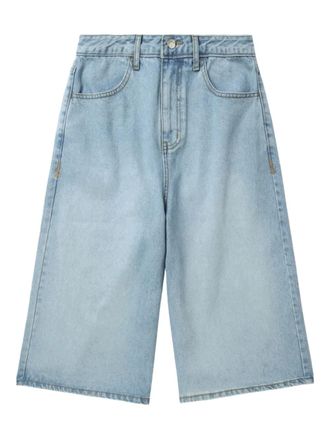 Ader Error Sig high-waisted denim shorts - women - Cotton - M - Blue