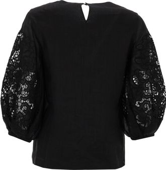 Max Mara Lace Sleeves T-Shirt - Black
