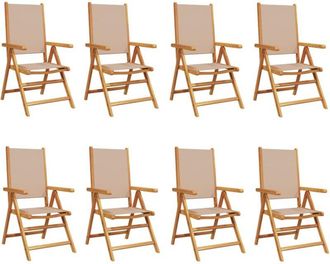 vidaXL Vidaxl - Reclining Garden Chairs 8 pcs Taupe Fabric and Solid Wood