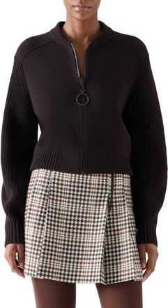 Akris Milano Knit Bomber Cardigan in Espresso at Nordstrom, Size 12