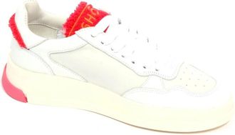 Ghoud Lage leren sneakers wit | koraal - Dames - Sneakers - Wit - 36 EU - Leer - Schoenen