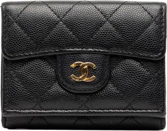 Chanel Matelasse Black Grained Calfskin Wallet (Tri-Fold) (Pre-Owned)