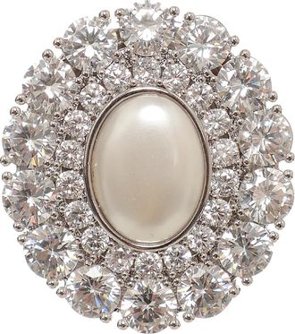 Self Portrait Ovale Kristallen Pareloorbellen - Dames - Oorbellen - Grijs - ONE Size - Accessoires