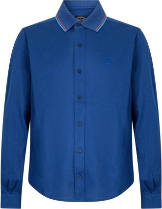Paul & Shark Lange mouwen Polo - Heren - Casual Overhemden - Blauw - L - Katoen - Overhemden