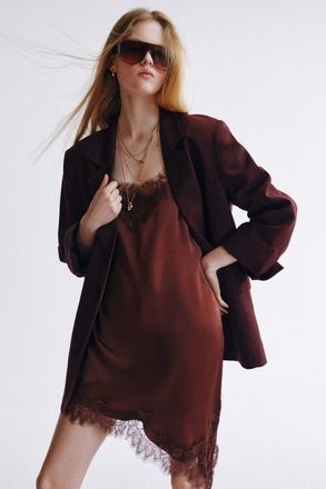 H&M Linen-blend Blazer in Plum Purple at Nordstrom, Size Xx-Small