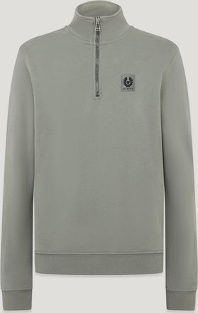 Belstaff Quarter Zip Sweatshirt Mens Cotton Fleece Sage Green Size XS