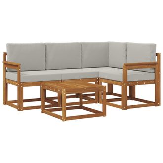 vidaXL Conjunto De Sof&aacute;s De Exterior 5 Pcs Gris Natural Y Claro Vidaxl
