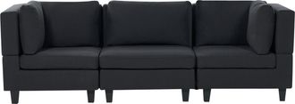 Beliani Sof&aacute; Modular Moderno 3 Plazas Tapizado Tela Poli&eacute;ster Respaldo Acolchado Negro Unstad