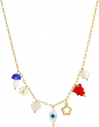 Kozakh Womens Whimsical Charm Necklace In Gold/ Multi