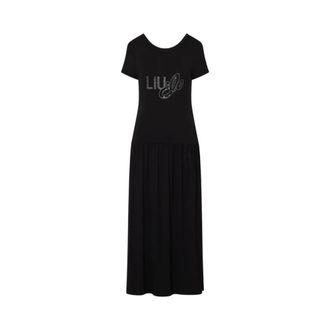 Liu Jo Lange Jersey Jurk - Dames - Maxi kleedjes - Zwart - S - Kleedjes