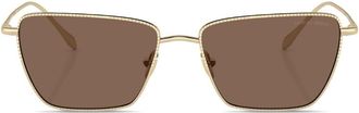Giorgio Armani tinted-lens rectangle-frame sunglasses - women - Steel - 56 - Gold