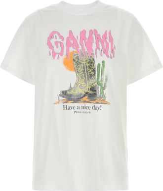 Ganni White Cotton T Shirt