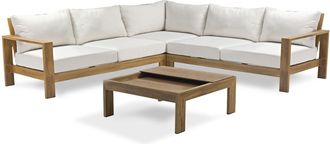 DCB Garden Majorque - Sal&oacute;n De Jard&iacute;n De Esquina 5 Plazas De Aluminio Efecto Madera Dcb Garden