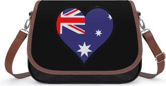 Generic Australia Heart Flag Crossbody Bags for Women Fashion Leather Shoulder Handbags With Adjustable Strap