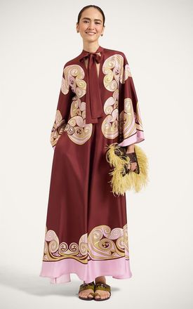 La DoubleJ Magnifico Dress in Kells Swirl Plac&eacute;e Burgundy at Nordstrom, Size 38