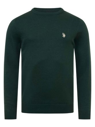 U.S.Polo Association heren trui - ronde hals met ribboorden & geborduurd logo
