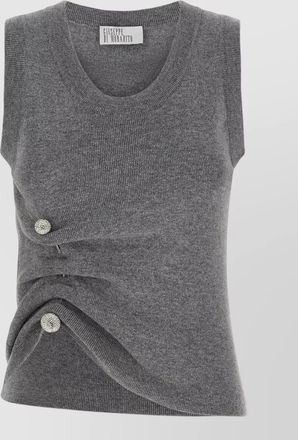 Giuseppe Di Morabito virgin wool ribbed draped sleeveless knitted top