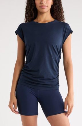 Zella Breezy Ruched Top in Navy Sapphire at Nordstrom, Size X-Large