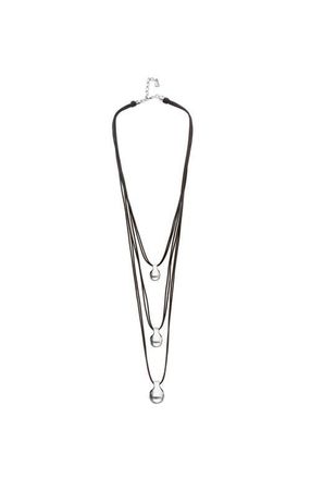 UNOde50 Triple Leather Necklace with Three Sterling Silver-plated Dials at Nordstrom