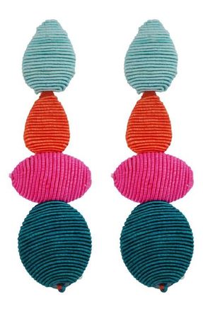 Panacea Beaded Linear Drop Earrings in Blue Multi at Nordstrom