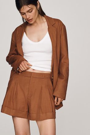 Maeve Avery European Linen Stretch Roll Cuff Shorts