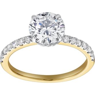 LuvMyJewelry Amore 14K Gold Round Cut Lab Grown Diamond Hidden Halo Engagement Ring - 1.95 Ct in 14K Yellow Gold at Nordstrom, Size 5.5