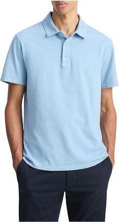 Vince Garment Dye Short Sleeve Polo Mens Clothing Washed California Rain : 2XL, Cotton