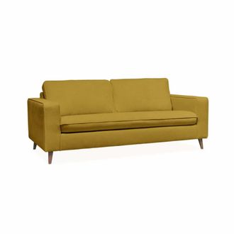 Sweeek Sof&aacute; cama con colch&oacute;n de 12cm, 3 plazas, mostaza