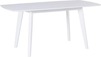 Beliani Tavolo da Pranzo Allungabile Bianco con Gambe in Legno 120-160 x 80 cm Sanford